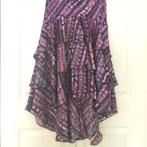 Cache Elastic Waist Hi Low Flounce Ruffle Skirt